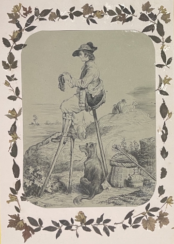 berger_landais_tissant_dessin_plume_vers_1850_france_chien_mouton_tissage_lande