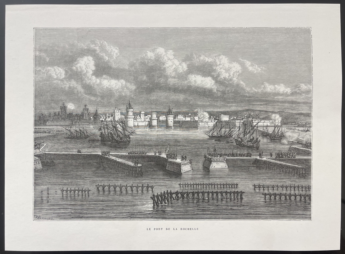 le_siege_de_la_rochelle_1627_louis_xiii_richelieu_gravure_1872