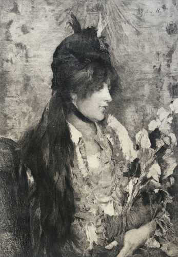 alfred_stevens__la_bete_a_bon_dieu,_grave_par_jasinski_xixeme__fleurs_flore__femme_