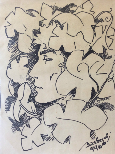 visage__technique_mixte,_feutre_et_crayon__signature_illisible_date_de_80_
