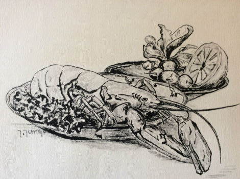 homard__encre_sur_papier_signee_jungo,_2e_moitie_xxe_