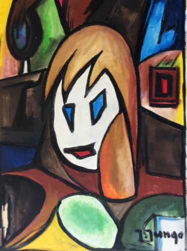expressionniste,_gouache__visage_signee_jungo,_2eme_moitie_xxe_