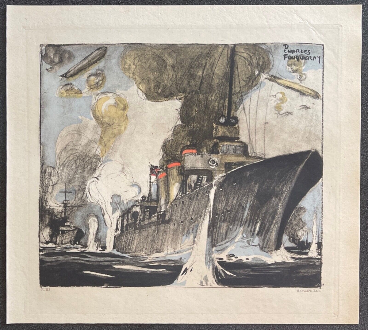 marine_croiseur_en_operation_1914_par_foukeray_vers_1970_aquatinte_guerre