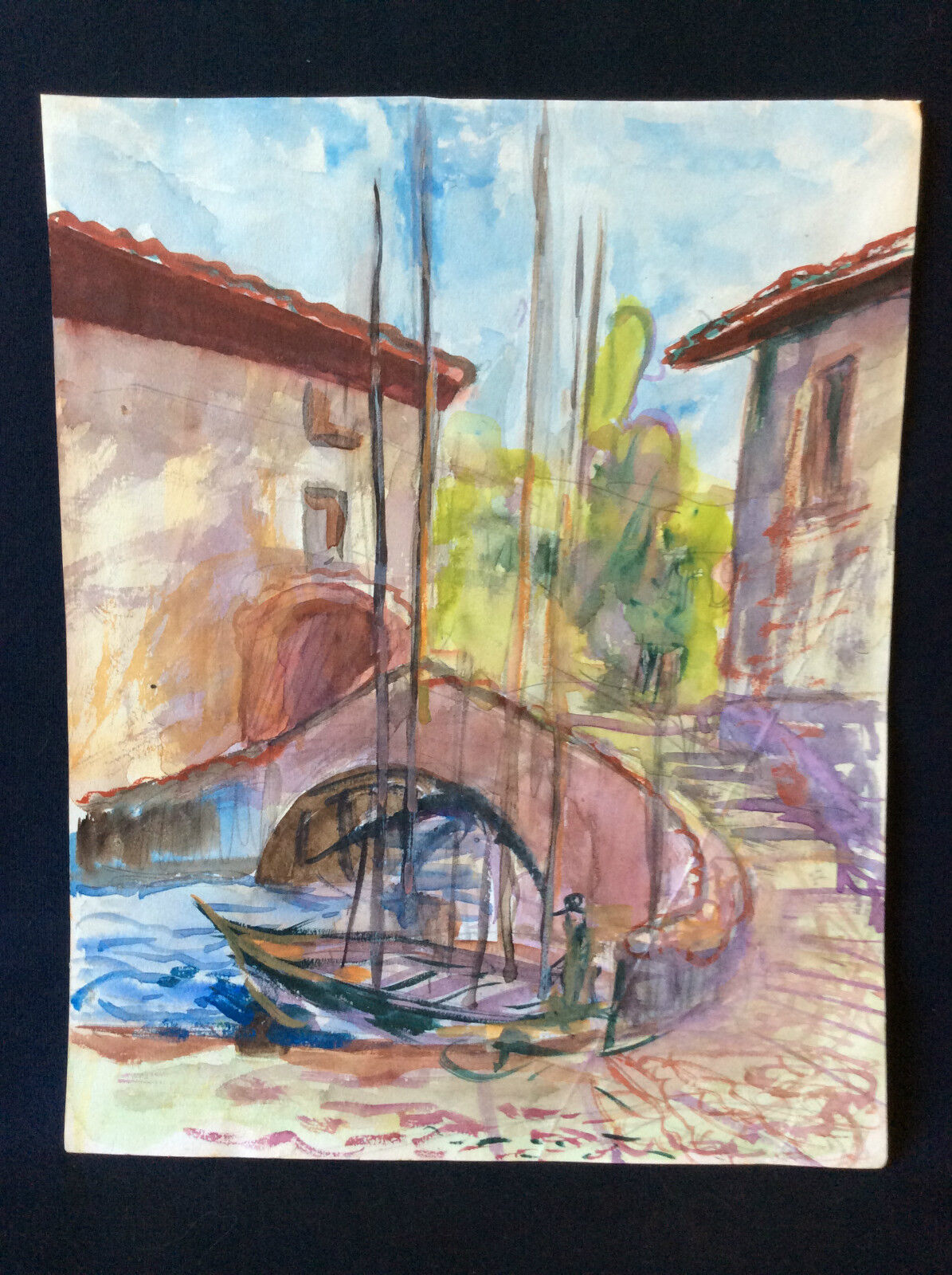 marine__provence,_port__aquarelle_signee_jourdan__france_