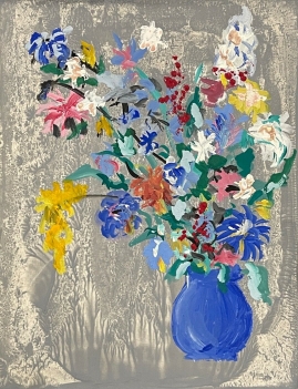 nature_morte_fleurs_pot_bleu_gouache_anonyme_vers_1970