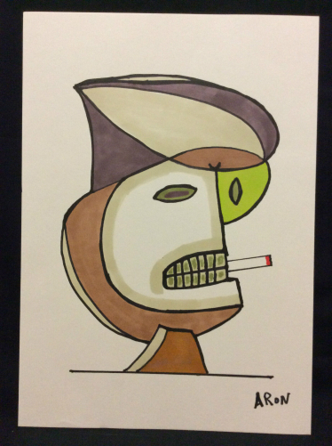 expressionniste__lhomme_a_la_cigarette,_signe_aron__technique_mixte_