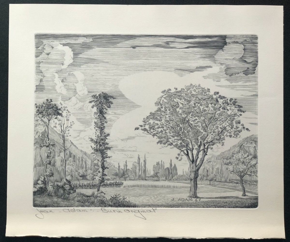 jean_adam__gravure_au_burin_de_1967__paysage_de_france,_arbres_