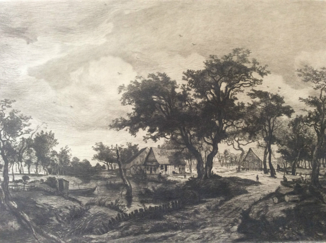 gravure_pointe_seche__campagne,_arbre,_ferme__willem_steelink_jr__1856-1928_