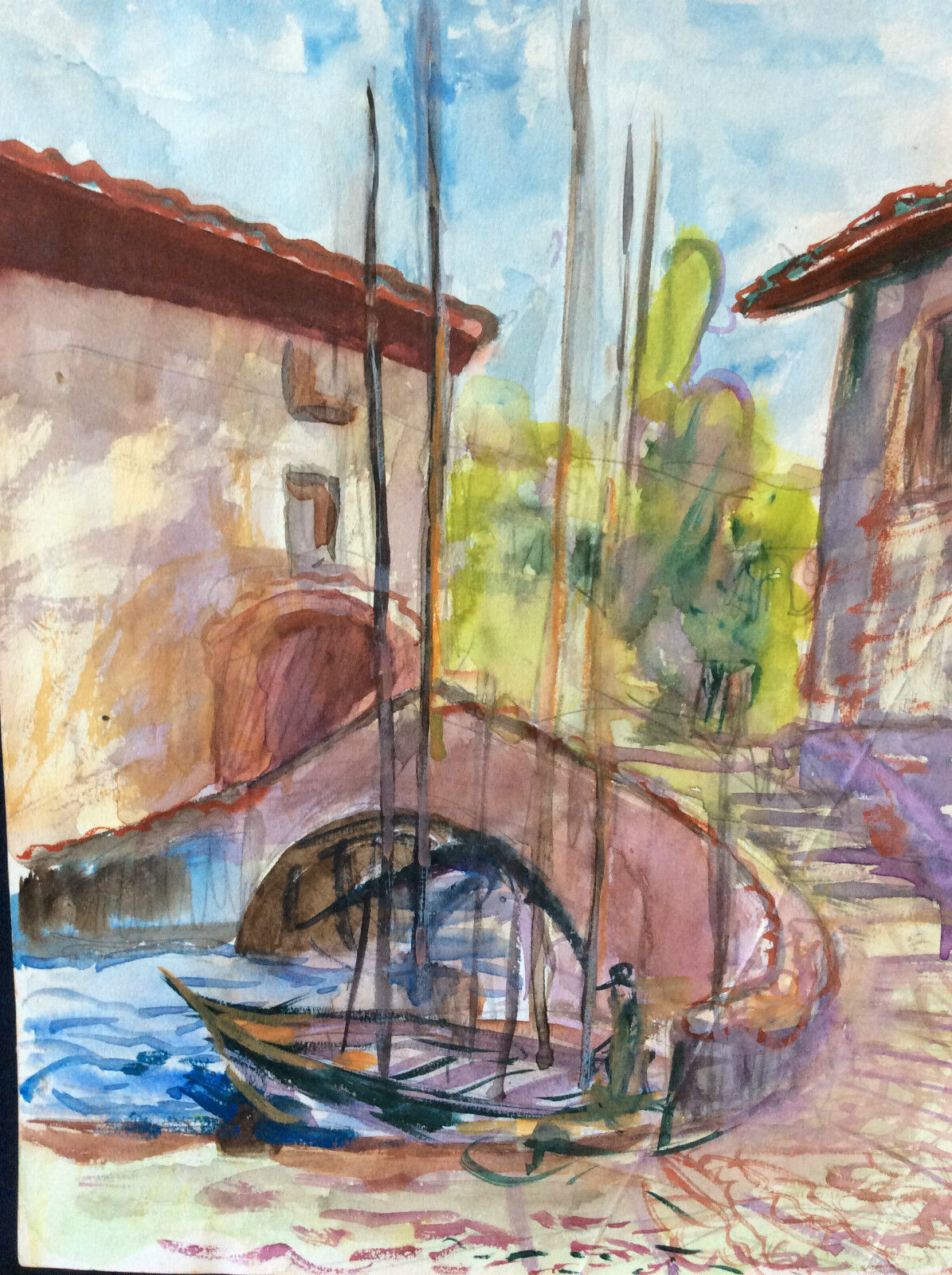 marine__provence,_port__aquarelle_signee_jourdan__france_