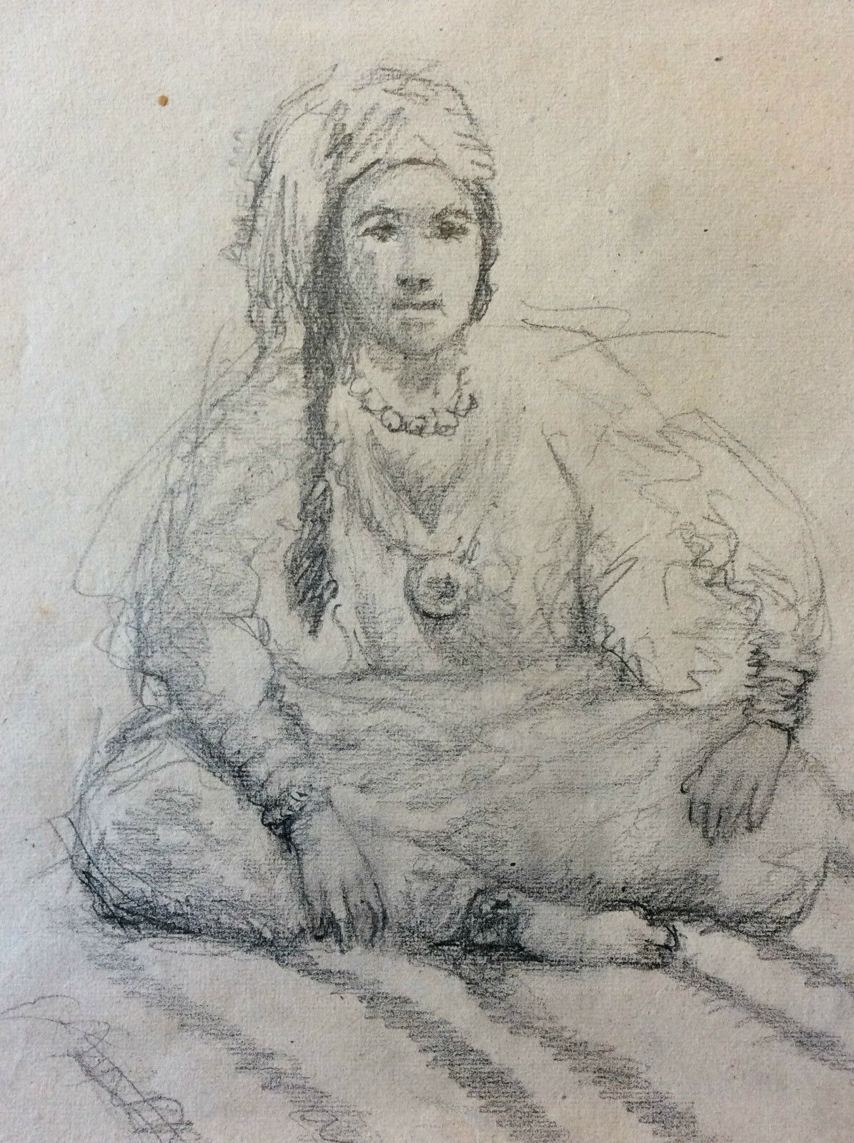 orientaliste__portrait_de_femme_berbere__maroc,_algerie__fusain_debut_xxe__anonyme_