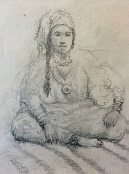 orientaliste__portrait_de_femme_berbere__maroc,_algerie__fusain_debut_xxe__anonyme_