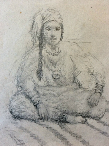 orientaliste__portrait_de_femme_berbere__maroc,_algerie__fusain_debut_xxe__anonyme_