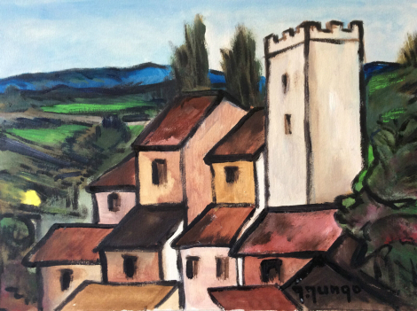 expressionniste__peinture_sur_papier_paysage_signee_jungo_2e_moitie_xxe_