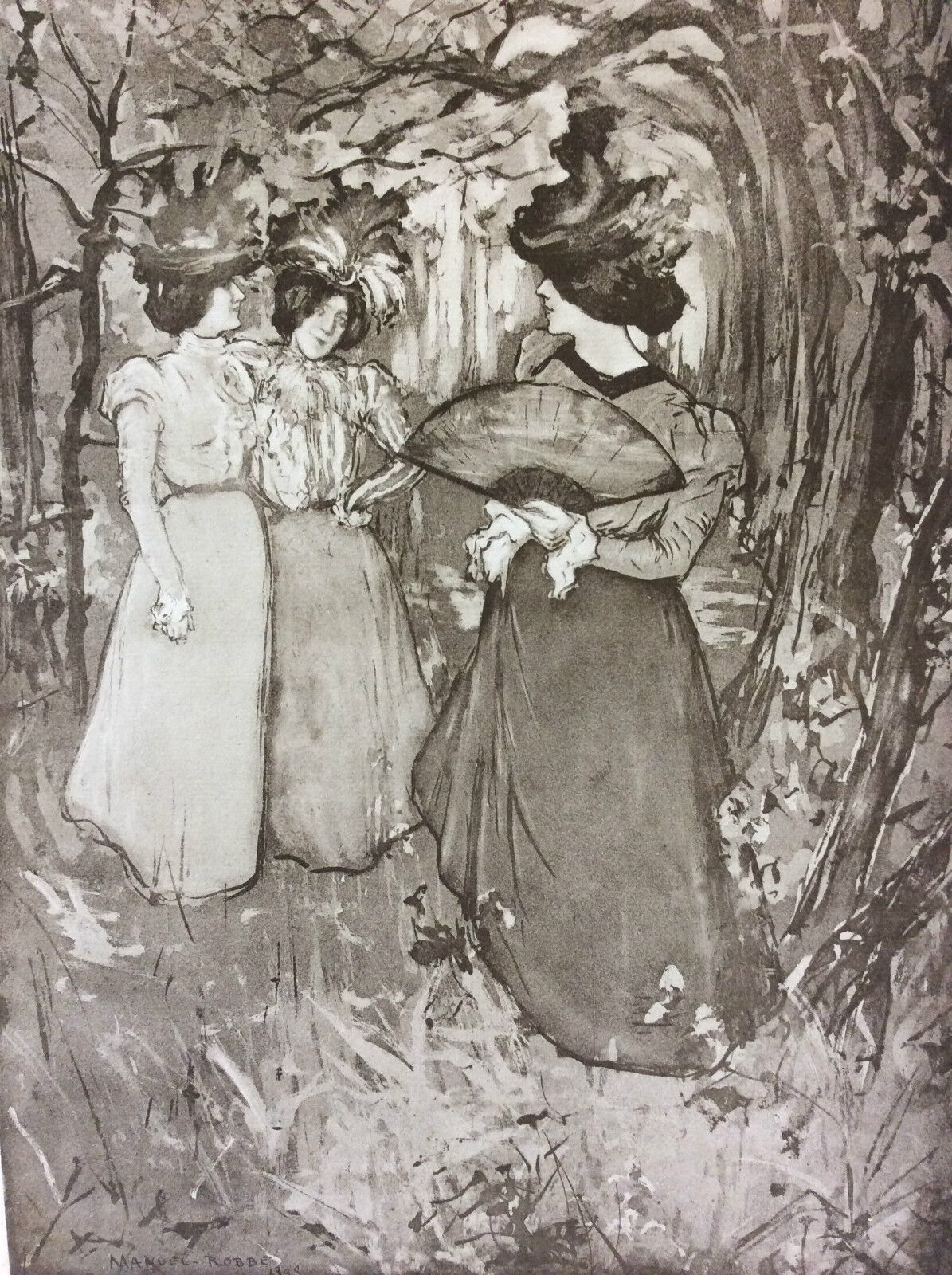 manuel_robbe__le_menuet_dautomne__lithographie_originale_1898__lestampe_moderne_