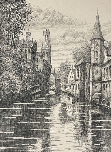 belgique_bruges_quai_du_rosaire_par_jean_joseph_chabridon_belgique_vers_1932