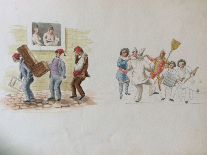 dessin_humoristique,_carnaval__aquarelle_xix_eme__anonyme_belle_qualite_