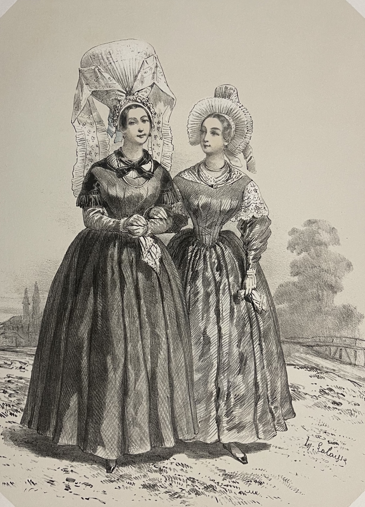 femmes_de_bayeux_et_caen_calvados_lithographie_1852_costume_france