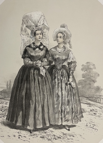 femmes_de_bayeux_et_caen_calvados_lithographie_1852_costume_france