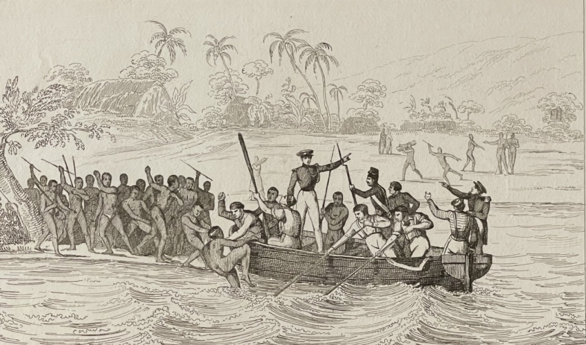 iles_tonga_combat_entre_un_canot_a_lagouembre_oceanie_1837_polynesie_boxe_combat