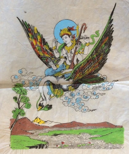 bouddhisme_hindouisme_grand_estampage_rehausse_xxe_papier_riz_hinduism_buddhism