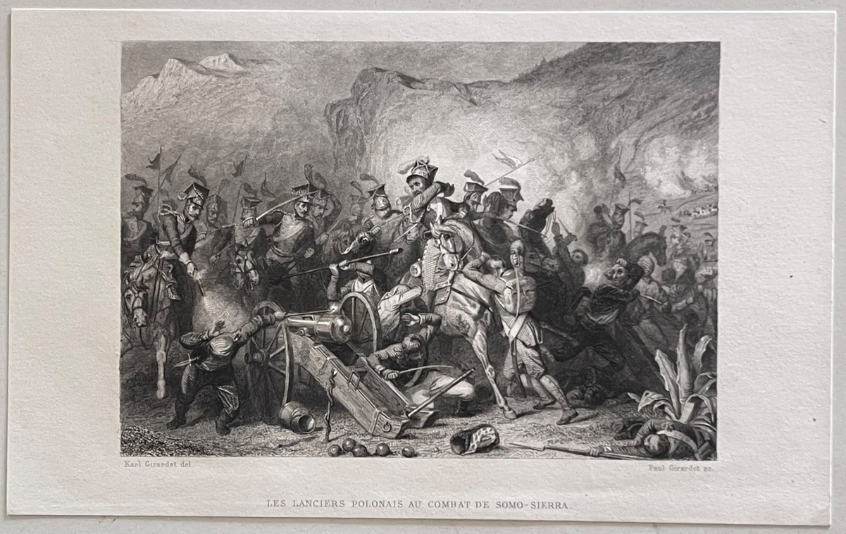 polish_lancers_battle_of_somosierra_spain_1808_napoleon_antique_engraving