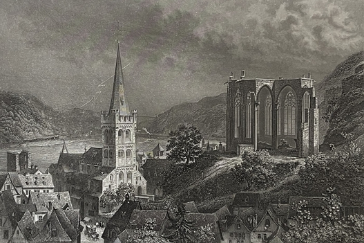 bacharach_on_the_rhine_large_antique_steel_engraving,_germany_ci1880_allemagne