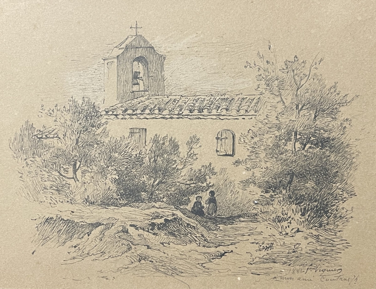chapelle_de_provence_dessin_encre_de_1881_signe_viguery_france