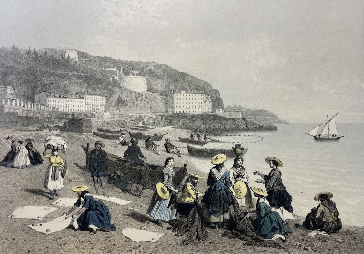 nice_savoie_femmes_et_pecheurs_plage_des_ponchettes_lithographie_1864