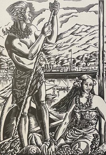 polynesie_tahiti_port_de_papeete_en_1925_par_patrick_de_manceau_1952