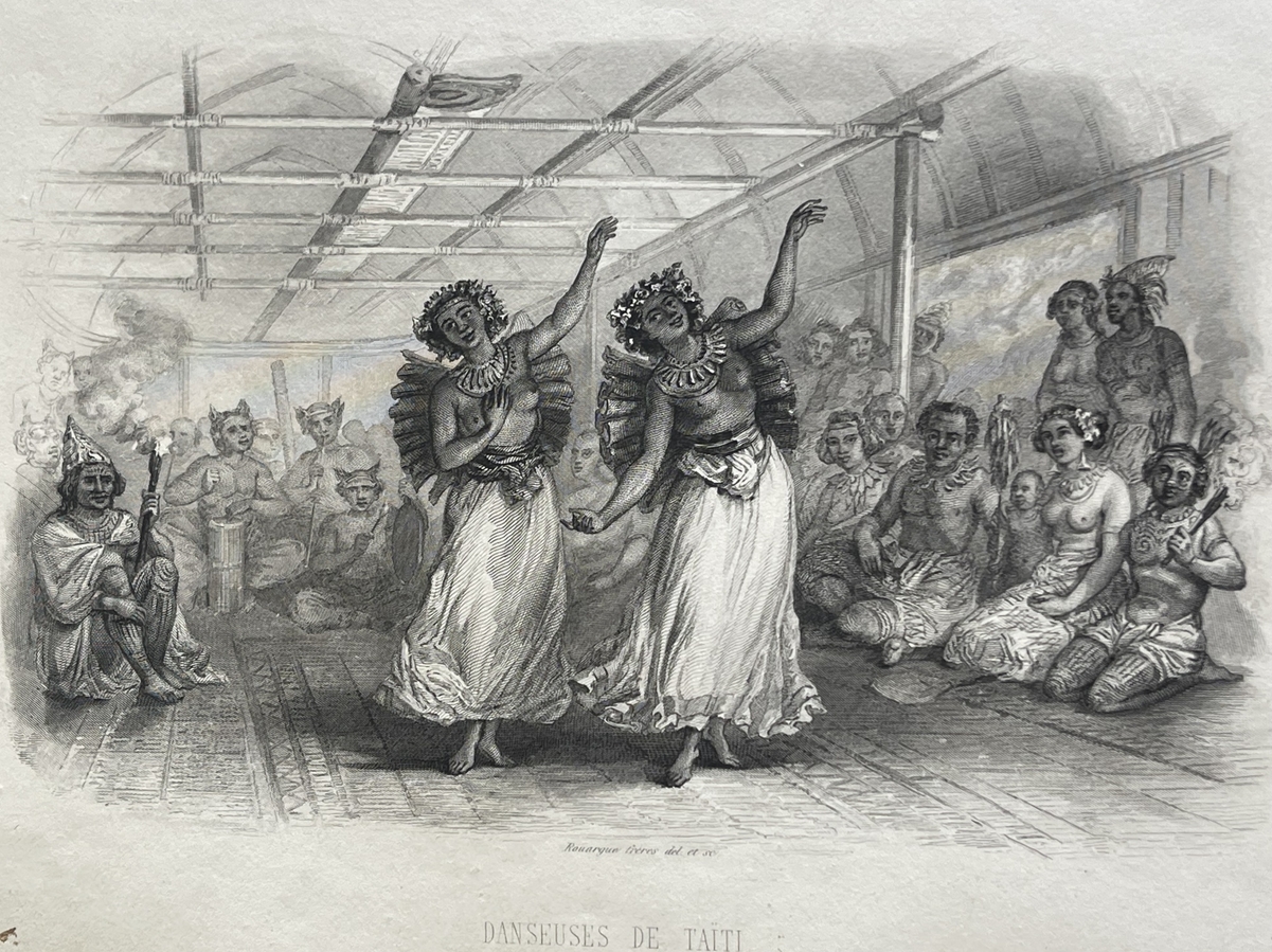 tahiti_tahitian_dancers_original_antique_engraving_1850_french_polynesia_france