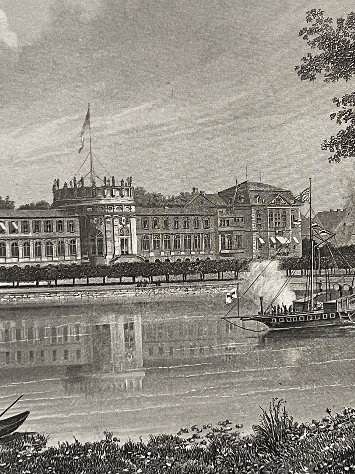 biebrich_palace_on_the_rhine_antique_steel_engraving_allemagne_c_1880_germany